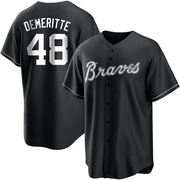Black/White Replica Travis Demeritte Men's Atlanta Braves Jersey