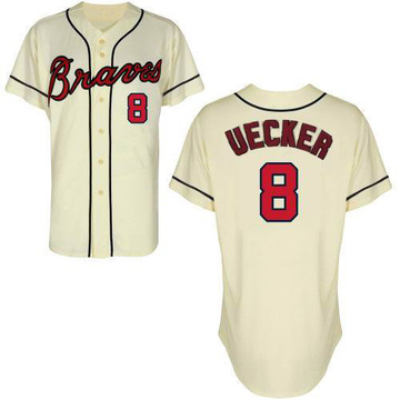 Cream Authentic Bob Uecker Men's Atlanta Braves Throwback Jersey