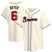 Cream Replica Clete Boyer Men's Atlanta Braves Alternate Jersey