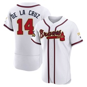Gold Authentic Bryan De La Cruz Men's Atlanta Braves White 2022 Program Jersey