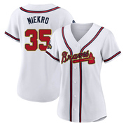 Gold Authentic Phil Niekro Women's Atlanta Braves White 2022 Program Jersey