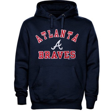 Navy Blue Men's Atlanta Braves Stitches Fastball Fleece Pullover Hoodie -