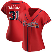Red Authentic Greg Maddux Women's Atlanta Braves Alternate Jersey