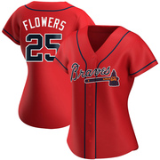 Red Authentic Tyler Flowers Women's Atlanta Braves Alternate Jersey