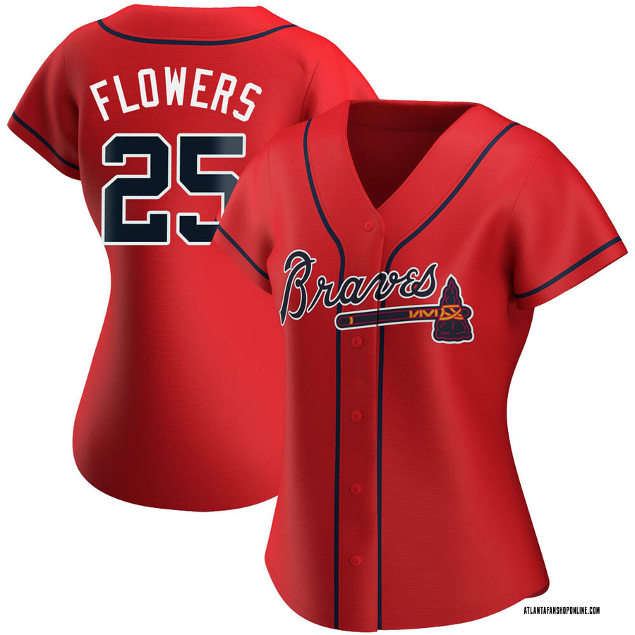 Red Authentic Tyler Flowers Women's Atlanta Braves Alternate Jersey