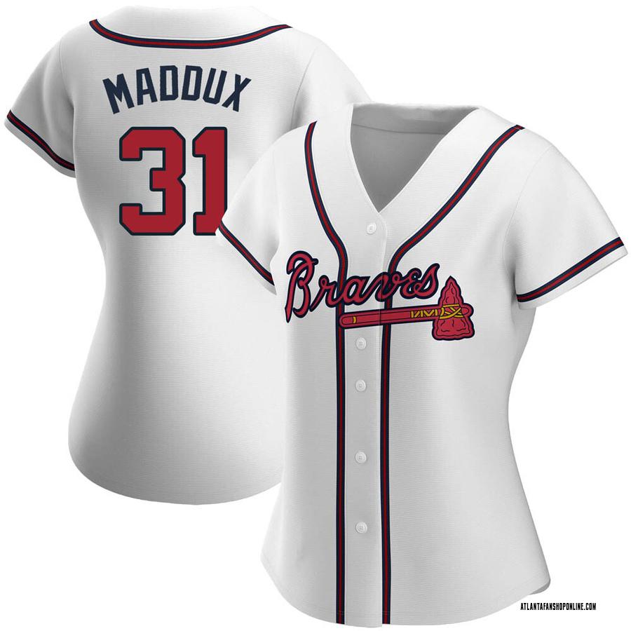 White Authentic Greg Maddux Women's Atlanta Braves Home Jersey