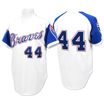 White Replica Hank Aaron Men's Atlanta Braves 1974 Throwback Jersey