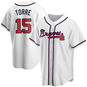 White Replica Joe Torre Men's Atlanta Braves Home Jersey